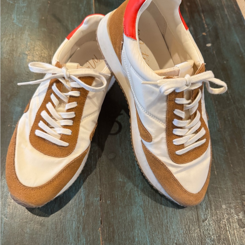 Matisse White, Brown, and Red Women's Sneakers